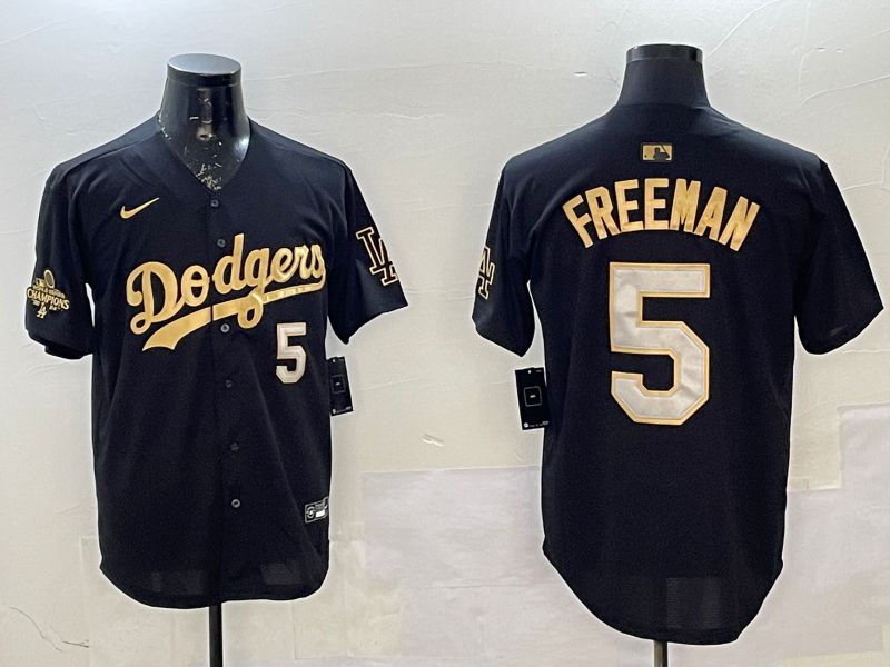 Men Los Angeles Dodgers #5 Freeman Black Gold Game 2025 Nike MLB Jersey style 02256